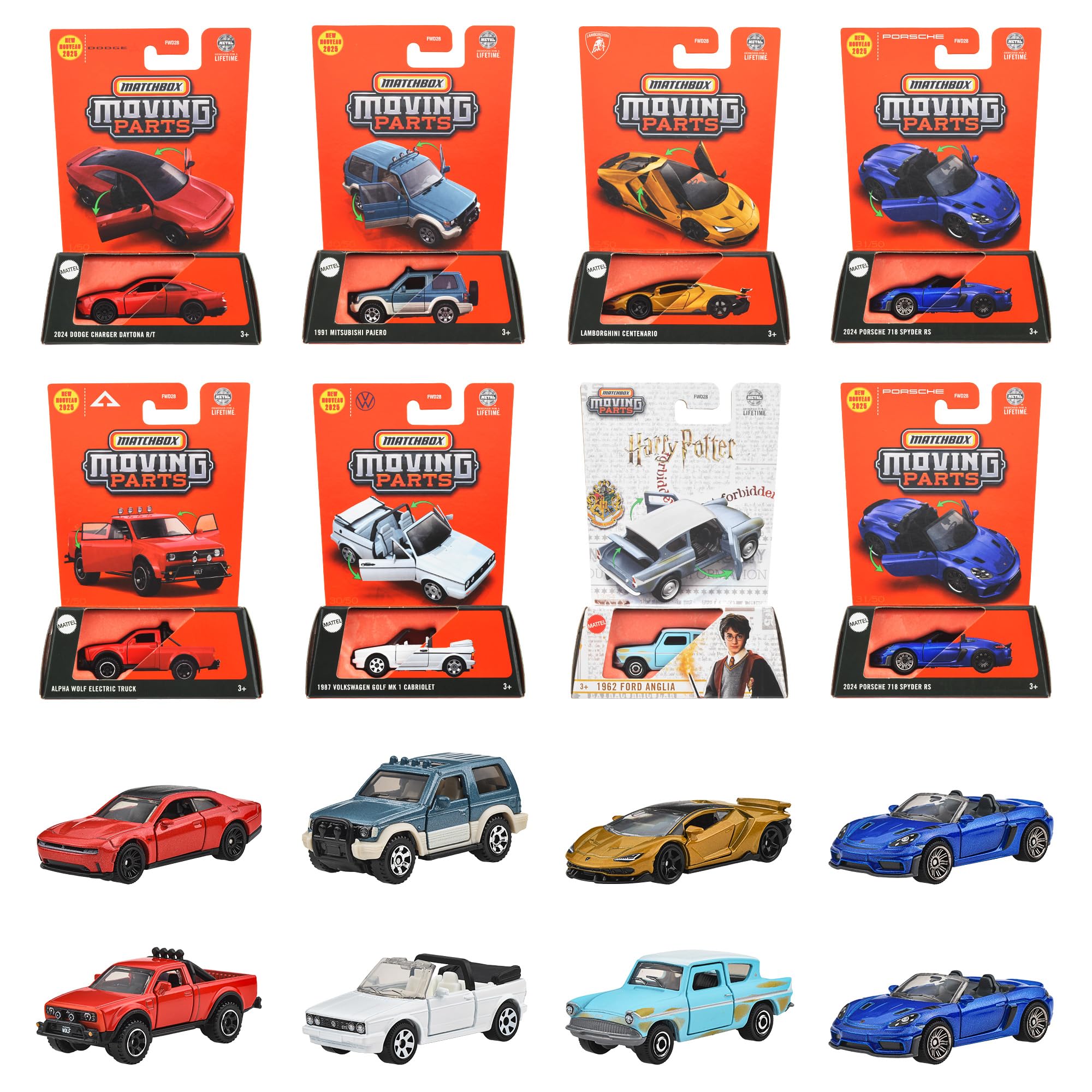 

Matchbox Moving Parts Assorted Vehicle Toy Mini Cars, 8-Car Set, Box Set, Ages 3+, Multi-Purpose, 985E-FWD28