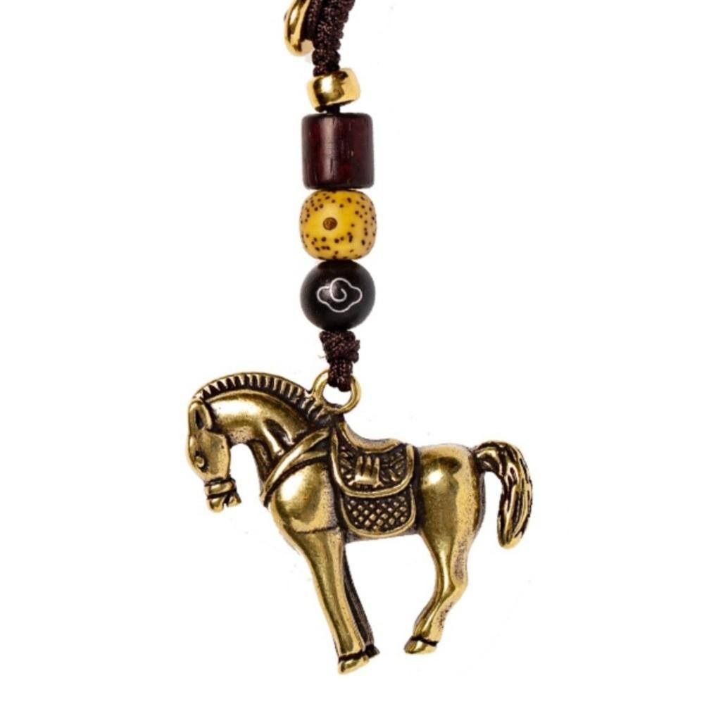 Feng Shui Horse Lucky Bag Pendant Copper Weaving Key Chains Chinese Zodiac Key Ring  Women Men