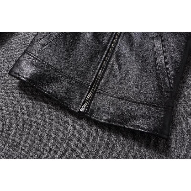 Taglia Cinese Uomo Giacca in Vera Pelle Naturale Pelle di Mucca Corta Slim Collo a Revers Giacca in Pelle da Uomo Primavera Autunno