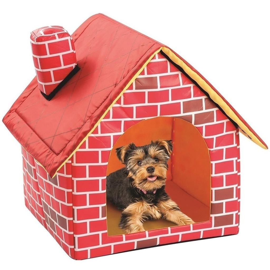 Red House Shaped Pet Nest Available All Seasons Cat and Dog Nest Villas Removable and Washable Red Brick Pet Nest