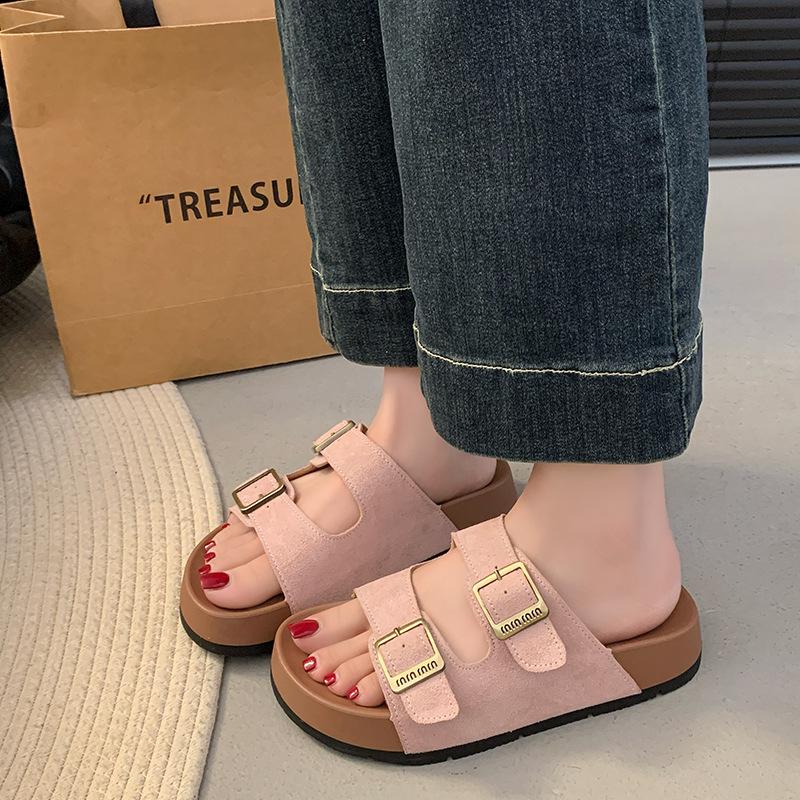 Boken slippers sandals summer new flat-bottomed thick-soled non-slip breathable outer wear casual soft-soled women s shoes 35
