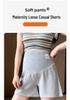 Maternity Casual Wide-Leg Cotton Shorts - Solid Color, Three-Quarter Length, Summer Wear
