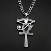 Edelstahl Auge des Ra Horus Ankh Kreuz Anhänger Halsketten für Damen Herren Mythologie Strasssteine Ägyptische Augen Symbol Schmuck