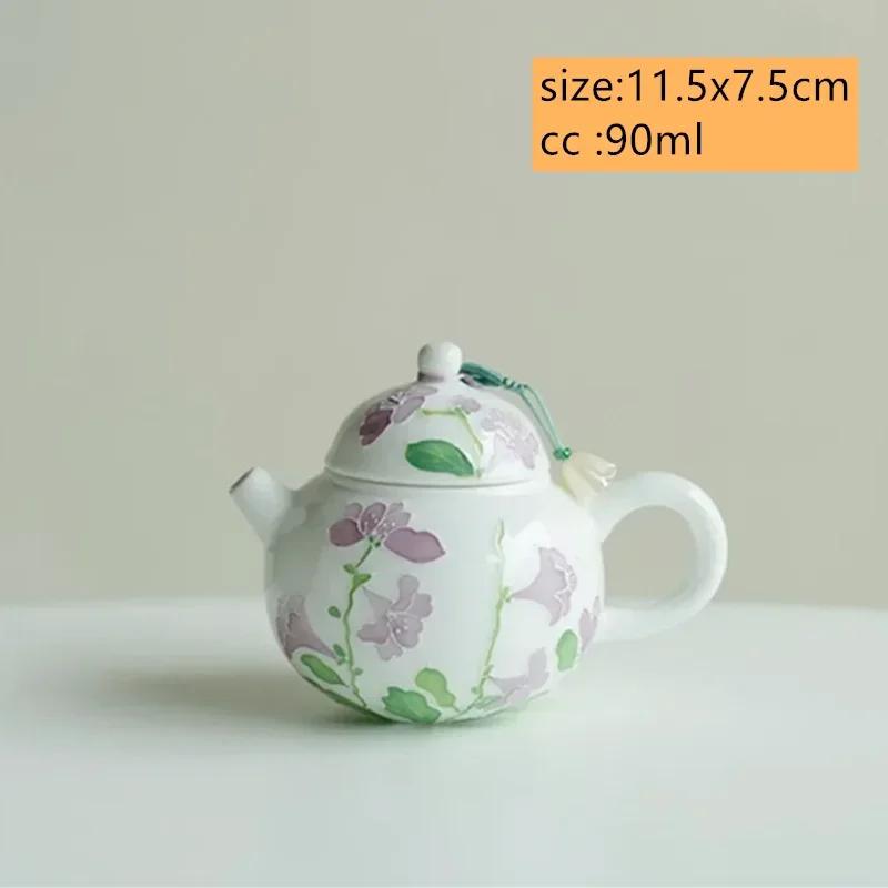 

1 ceramic handmade orchid tea pot Chinese classic lid bowl household kung fu tea set