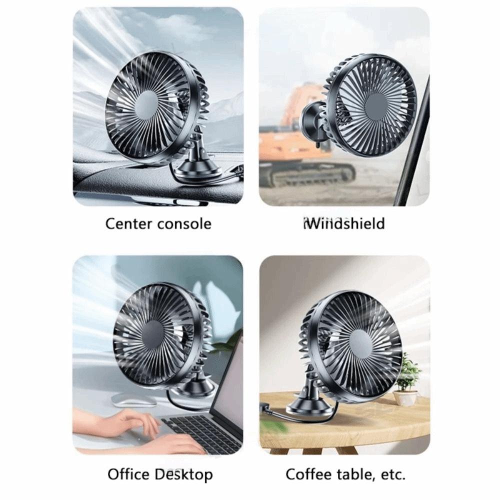 Quiet Operation Dual-Head Car Fan Multi-Angle Adjustable Electric Fan  Driving Environment