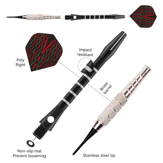 5 Pcs Dart Shaft for Steel Tip Multi-color 2BA Thread Lockhole Polished Electroplated Anti-rust Portable Dart Accessories Replacement Dart Pole Set