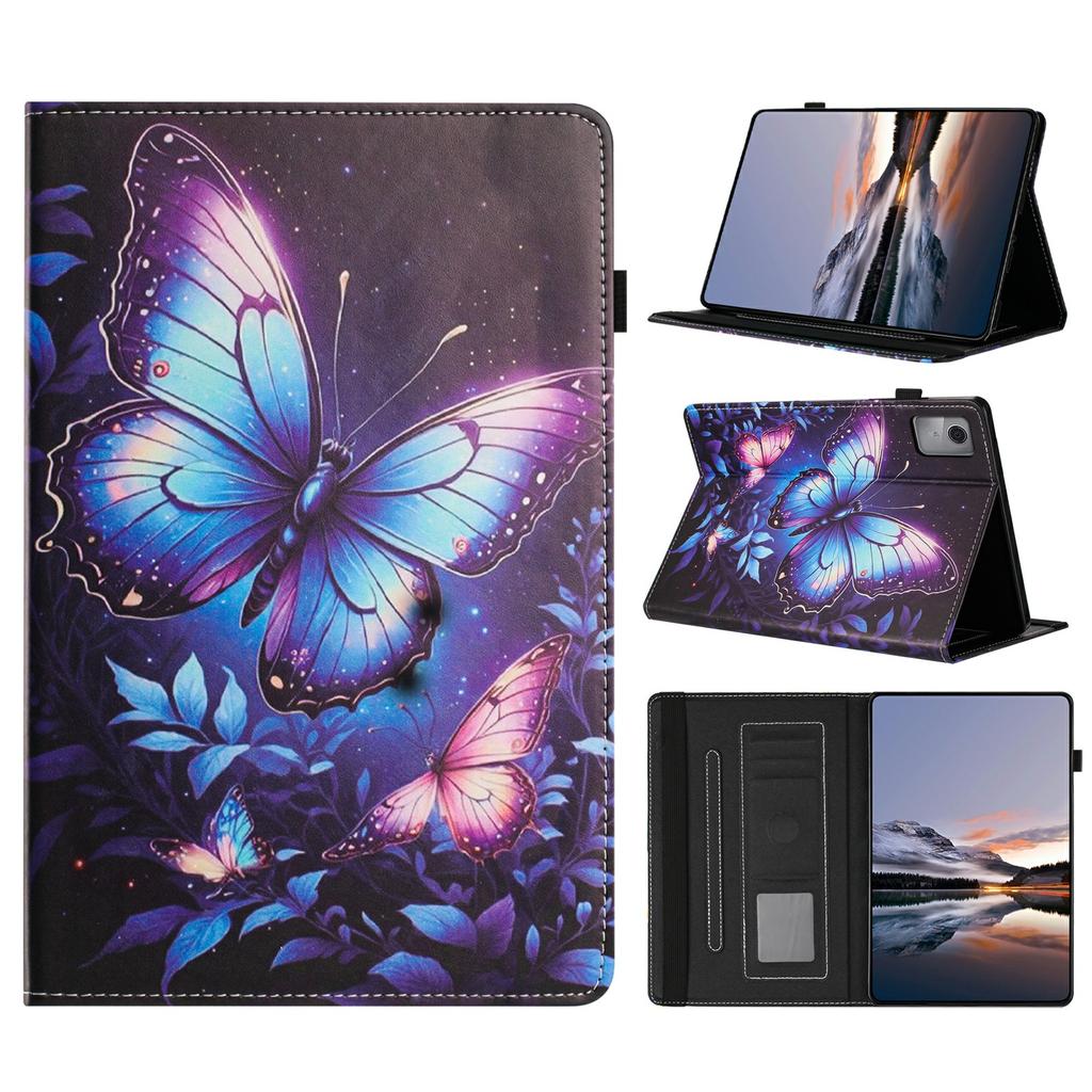 Litchi Grain Painting Leather Case for Lenovo Tab M9 TB-310FU Card Slot Tablet Cover with Auto Wake/Sleep