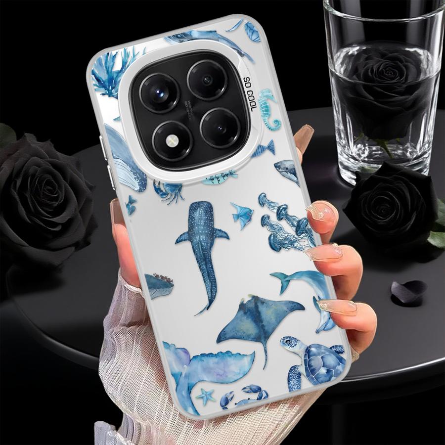 Phone Cover Case for Xiaomi Redmi Note 14 14C 12C 11 Pro 10 A2 A1 Note 13 12 Pro Plus 12 13C Colorful Silver Marine Organisms