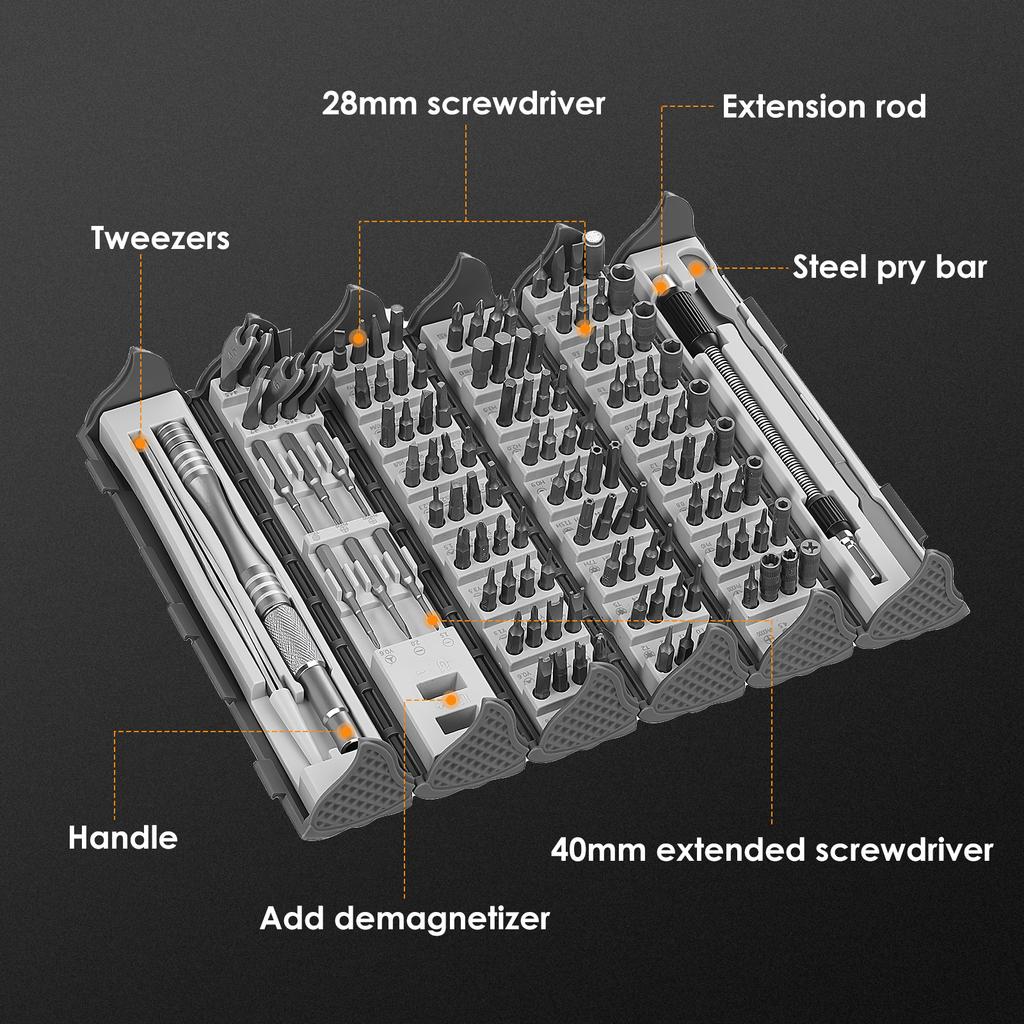 128 in 1 Precision Screwdriver Set with Magnetic Bits and Pad Heavy Duty Mini Screwdriver Set for Phone Computer Watch Laptop