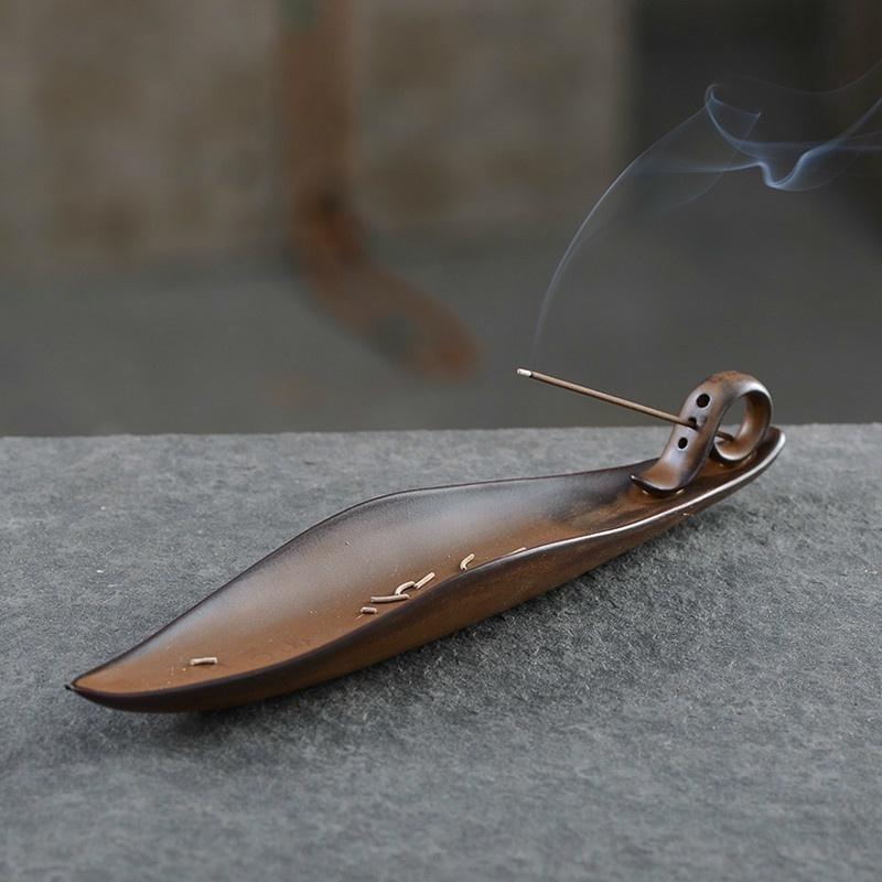 Räucherstäbchenhalter, Vintage-Räuchergefäß, buddhistische Tempelzubehör, chinesische A-Blatt-Boot-Räuchergefäße