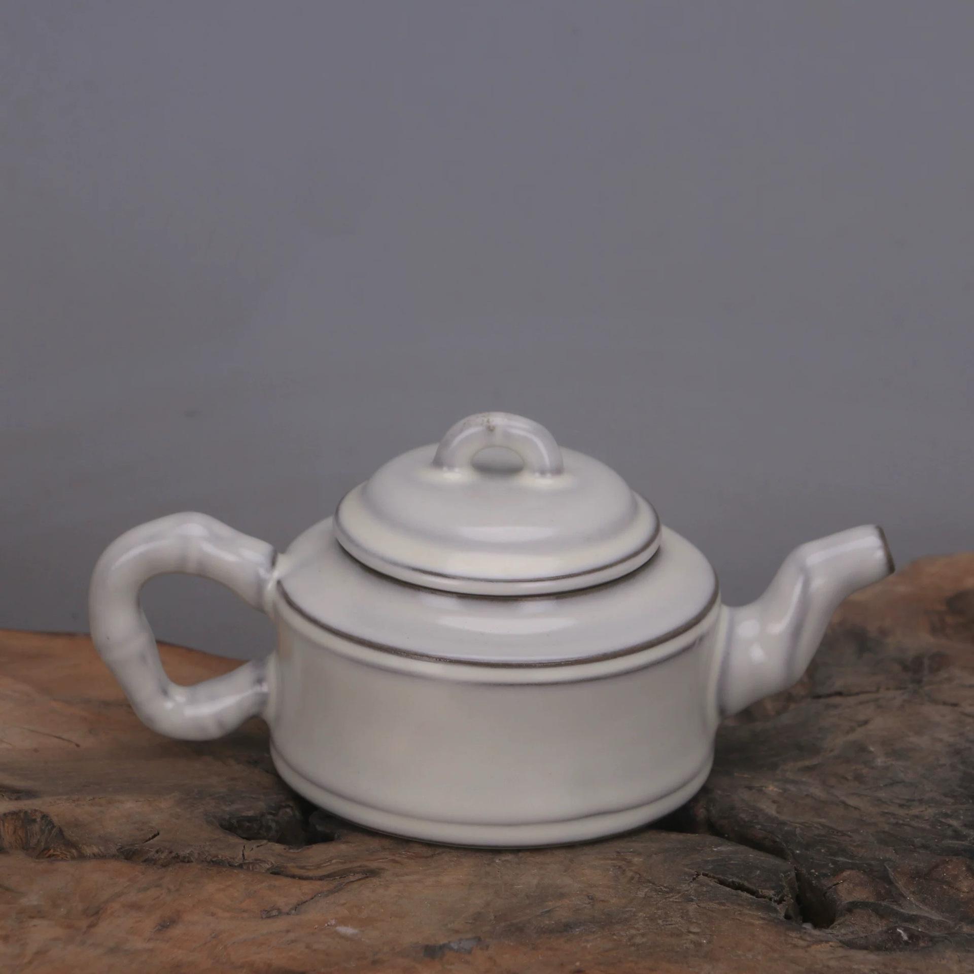 Song Dynasty Ru Kiln Bamboo Joint Pitcher: Moon White Glaze, Palace Style, Antique Porcelain Replica.