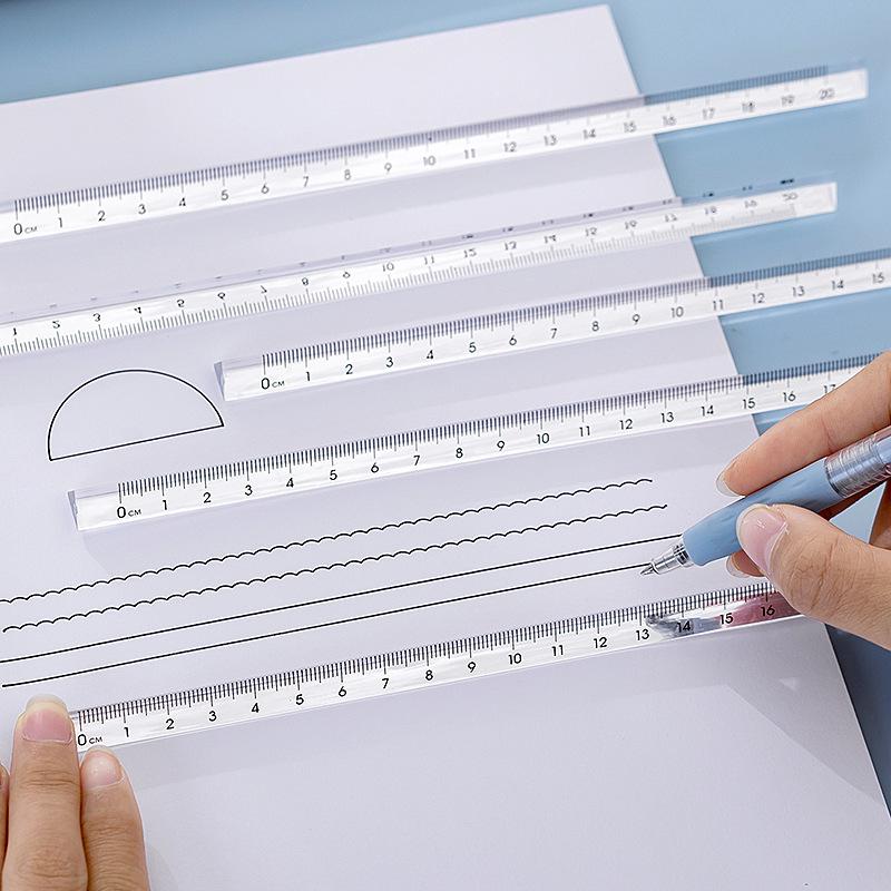 Minimalist Transparent Triangular 3D Scale Ruler: Multifunctional Drawing and Measuring Tool for Students 15cm