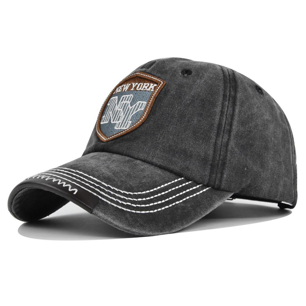 

Peaked Cap Retro Embroidered Baseball Cap Old Cotton Material Hat Cool Fashion чорний