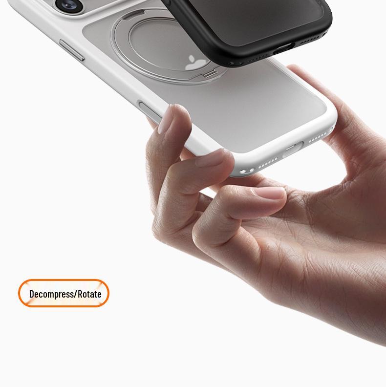 Compatible iPhone 17 Pro Skin-Feel Case with Magnetic Rotating Stand & Button Protection for Apple 16 Pro Max