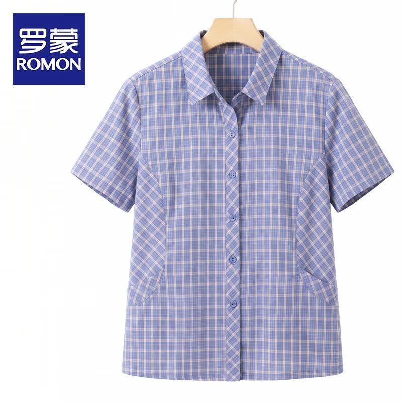 Romon Women s Plaid Short Sleeve Cardigan Shirt 2XL