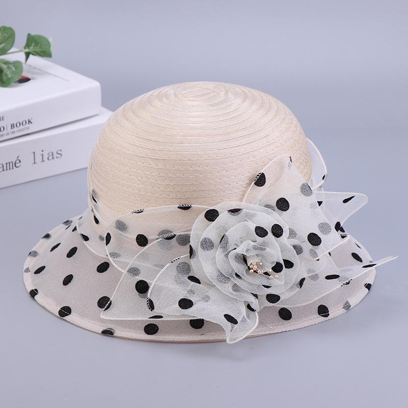 Dámský letní prodyšný organzový rybářský klobouk s květinovým vzorem a slunečníkem - korejský styl