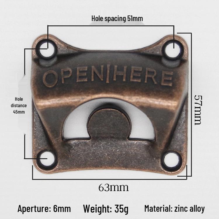 Zinc Alloy Square Bronze Wall-Mounted Beer Bottle Opener