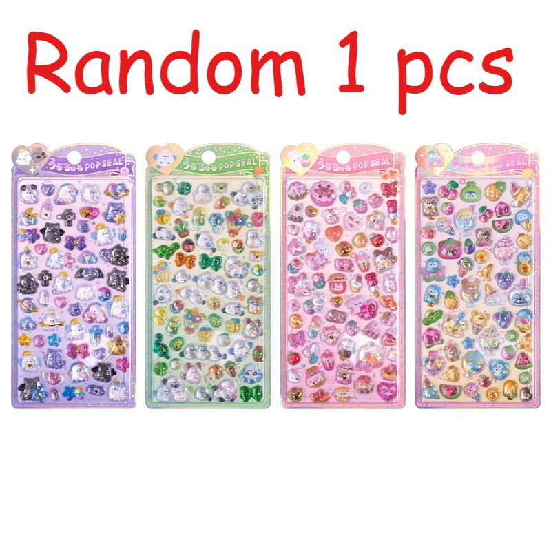 Cute Ghost, Chubby Bird, Strawberry Rabbit & Peach Penguin 3D Embossed Stickers for Kids