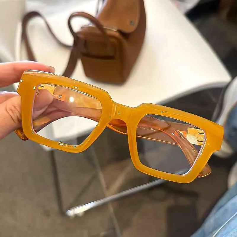 Retro High-Definition Thick Frame Square Frame Women'S Reading Glasses Fashionable Neutral High-Quality Anti Blue Light Glasses