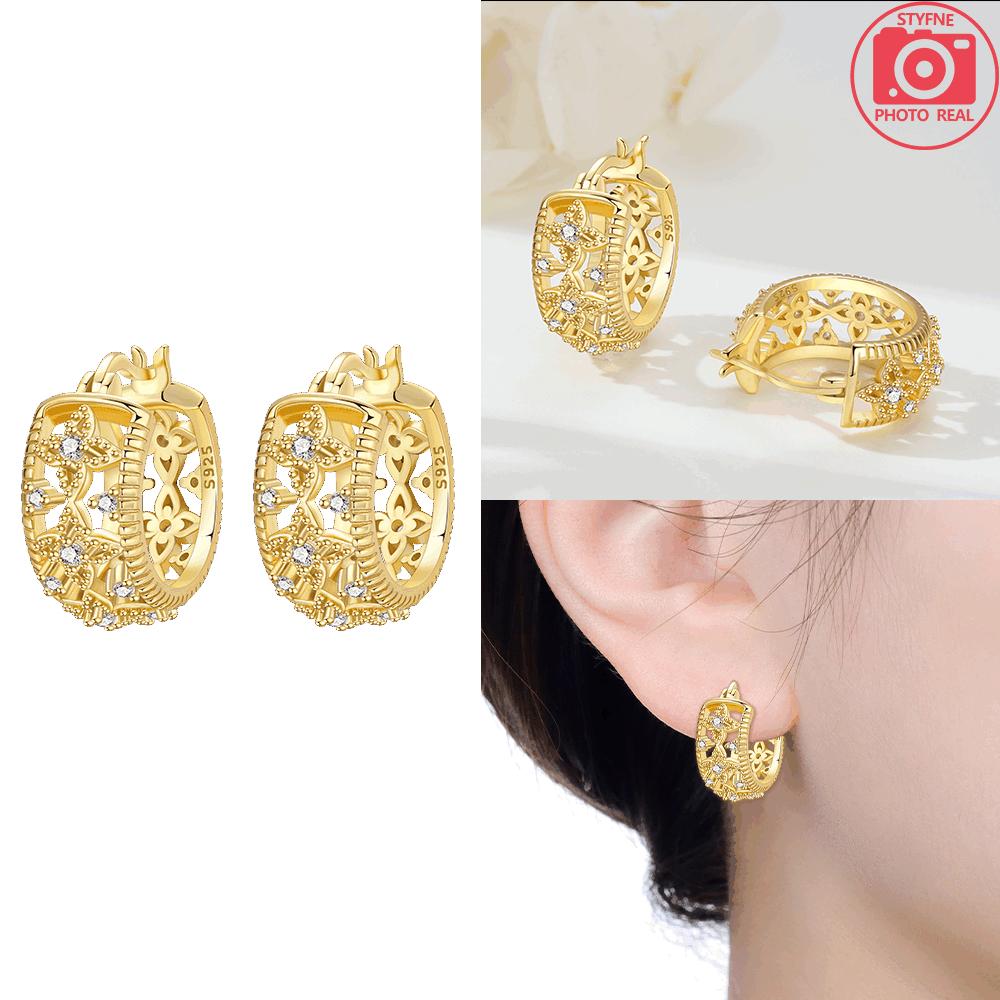 

925 Silver Retro Silver Earrings Set Gold Hollowed-out Star Earrings for Women Accessory Fine Gifts Earrings Jewelry