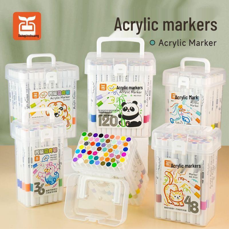 Acrylic Marker Set - 120 Colors, Opaque & Washable, Ideal for Primary & Secondary Students' Art Projects