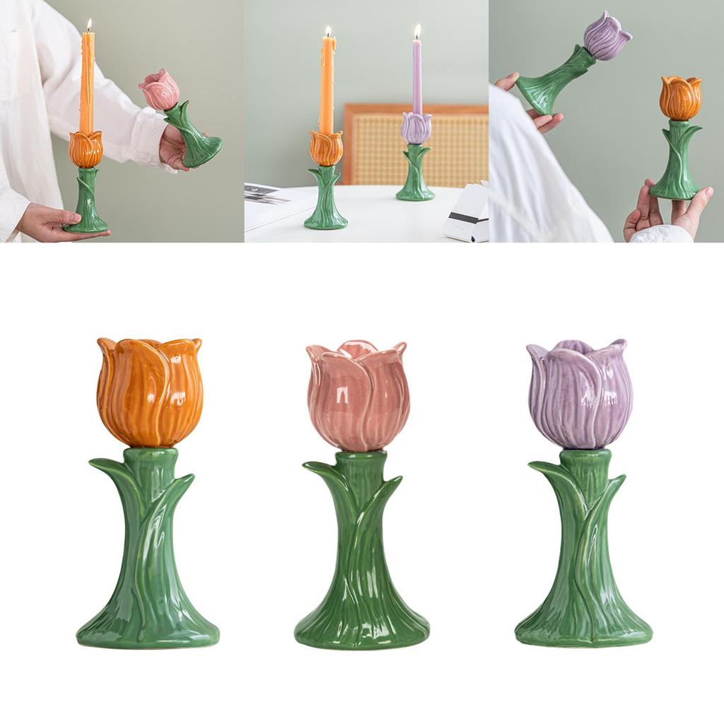 Candle Holder Ceramic Tall Candlesticks for Dining Table Holiday Anniversary