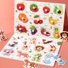 Montessori Wooden Hand Grab Boards Tangram Jigsaw Baby Educational Cartoon Vehicle Animals Fruits 3D Puzzles Early Education