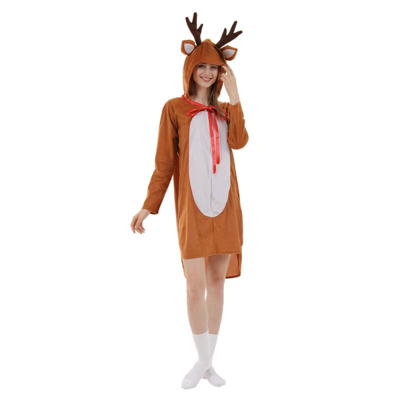 Womens Cute Reindeer Christmas Costume Funny Party Outfit Stage Playwear