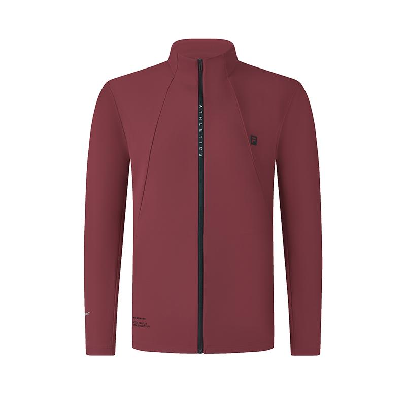 FILA Knitted Fabric Long Sleeved Coat Men's Rusty Red A11M511504FRD