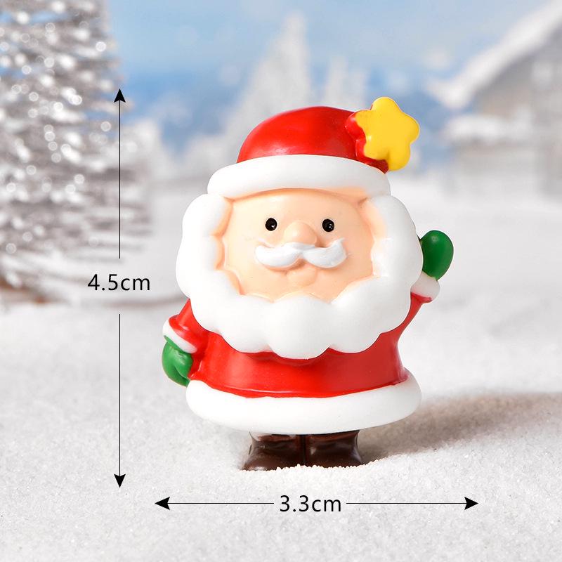 Christmas Cartoon Resin Santa & Snowman Couple Micro Landscape Ornaments