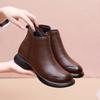 Fashion GKTINOO 2024 Autumn Winter Women Boots Genuine Leather Flat Heel Side Zipper Soft Soled Retro Style Casual Mother Short Boots