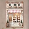 Vintage Bakery Metal Sign  European Pastry Shop Decor with Floral Window Display  Pastel Colors  Durable Aluminum Wall Art Pl