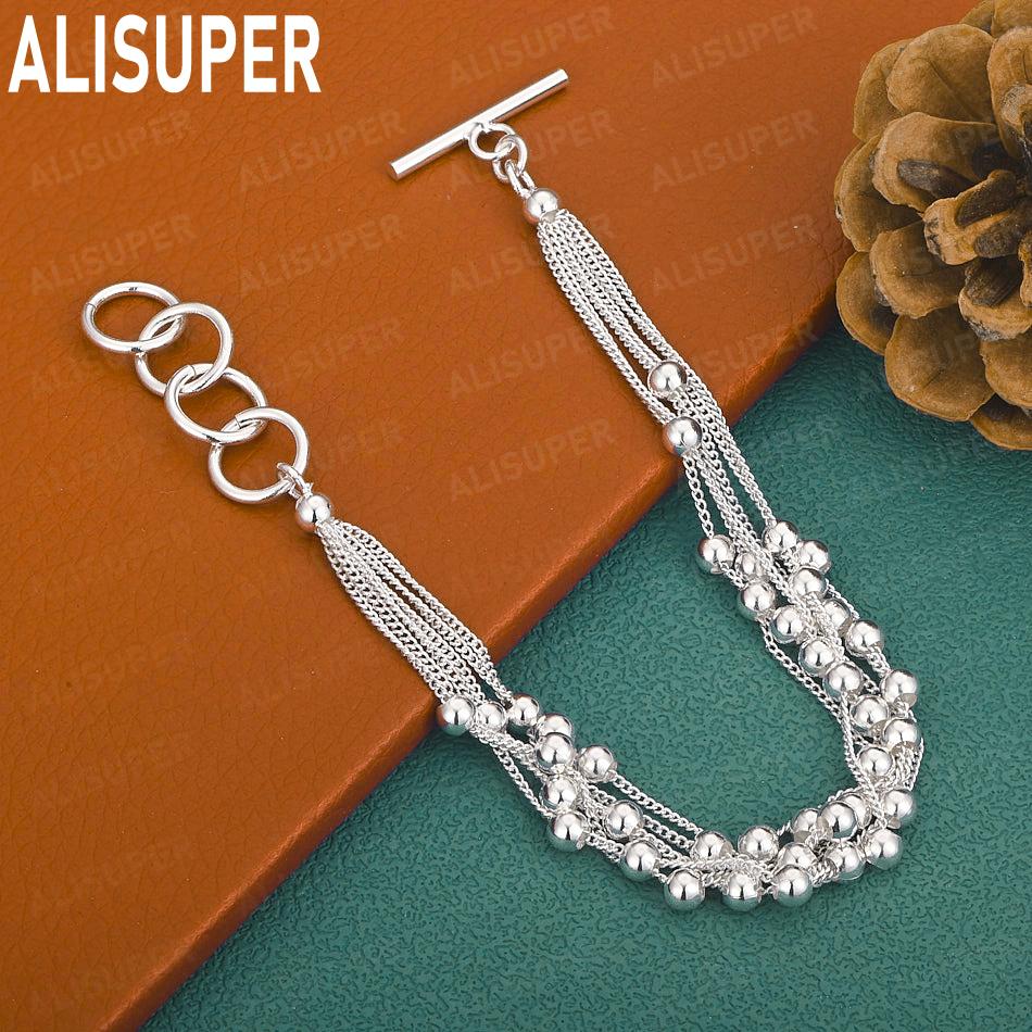 925 Sterling Silver Tassel Grape Bracelet Side Chain Exquisite Bracelet Gift Jewelry 20CM