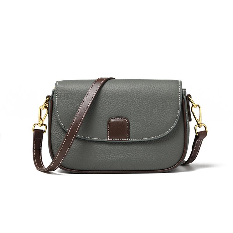Small Bag Leather New Small Square Bag, Daily Matching Women's Bag Retro Cowhide Shoulder Messenger Bag