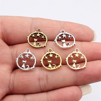 Femuddig Stjärna Amulett Berlock Antik Brons Silver Zinklegering Smyckestillverkningstillbehör Hantverkstillbehör Berlockpärlor