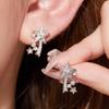 Unique Copper Star Shaped Open Ring With Full Rhinestone Meteor Earrings For Fashion