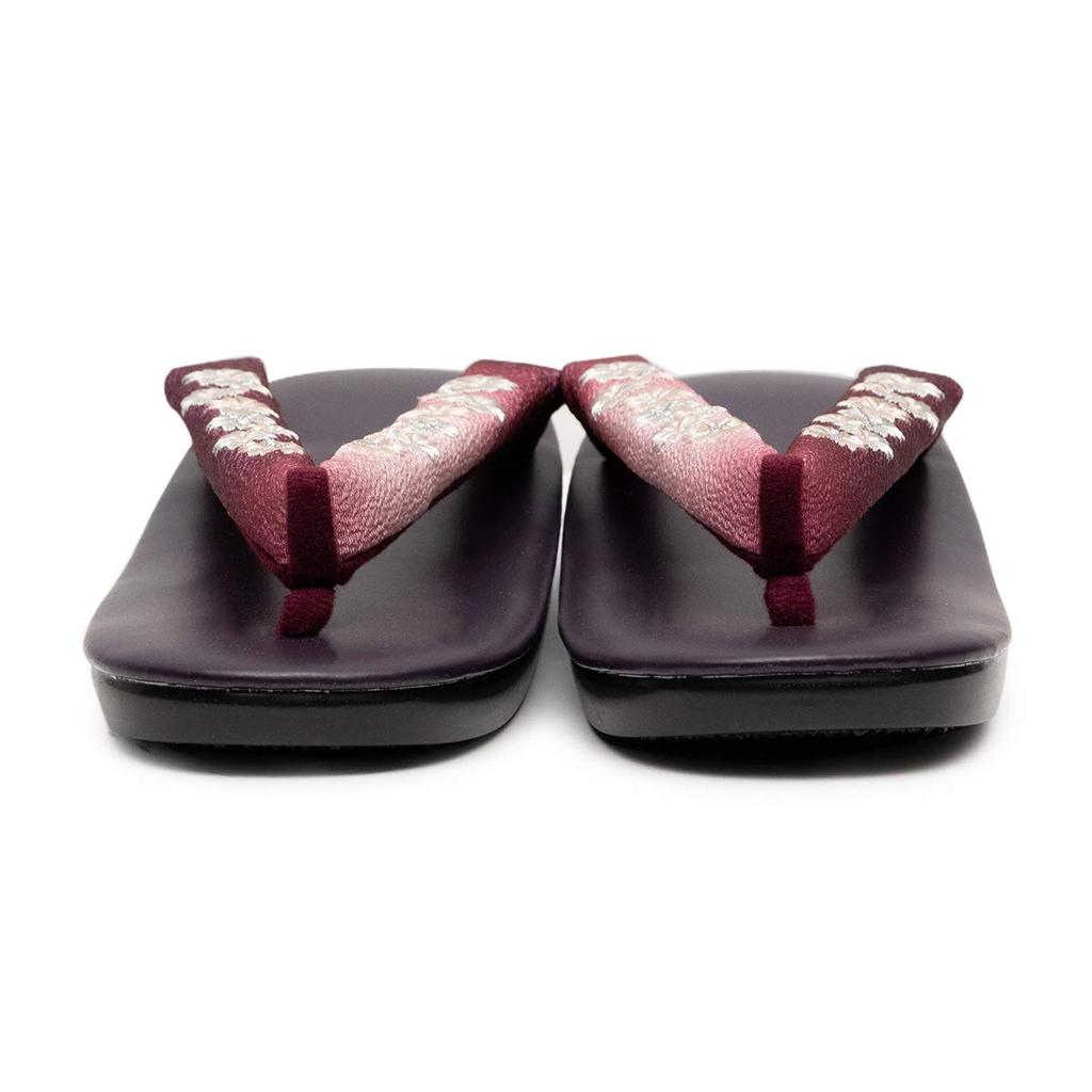 Verschwommene Urethansohle [Kyouetsu] Damen Sandalen, Zehensteg, Stickerei, (04.Lila)