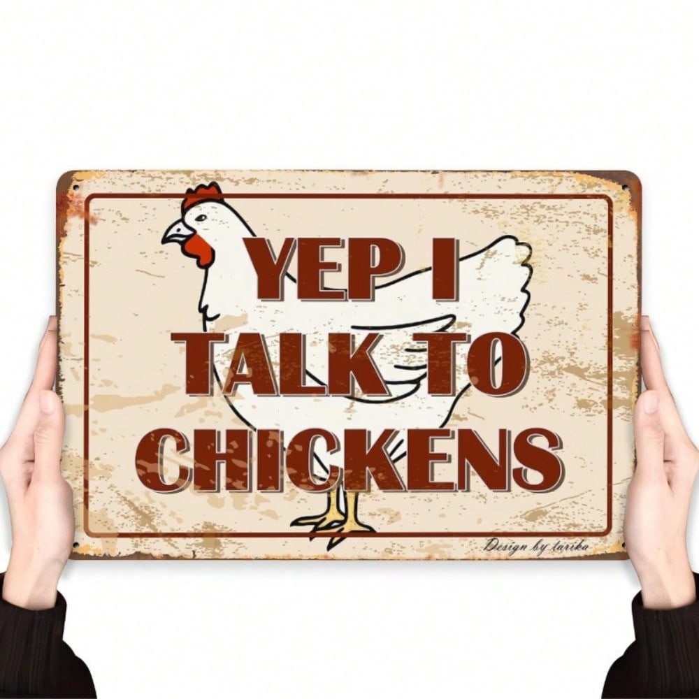 Vintage Chicken Tin Sign Farmhouse Kitchen Wall Decor Funny Farm Animal Metal Art 20x30