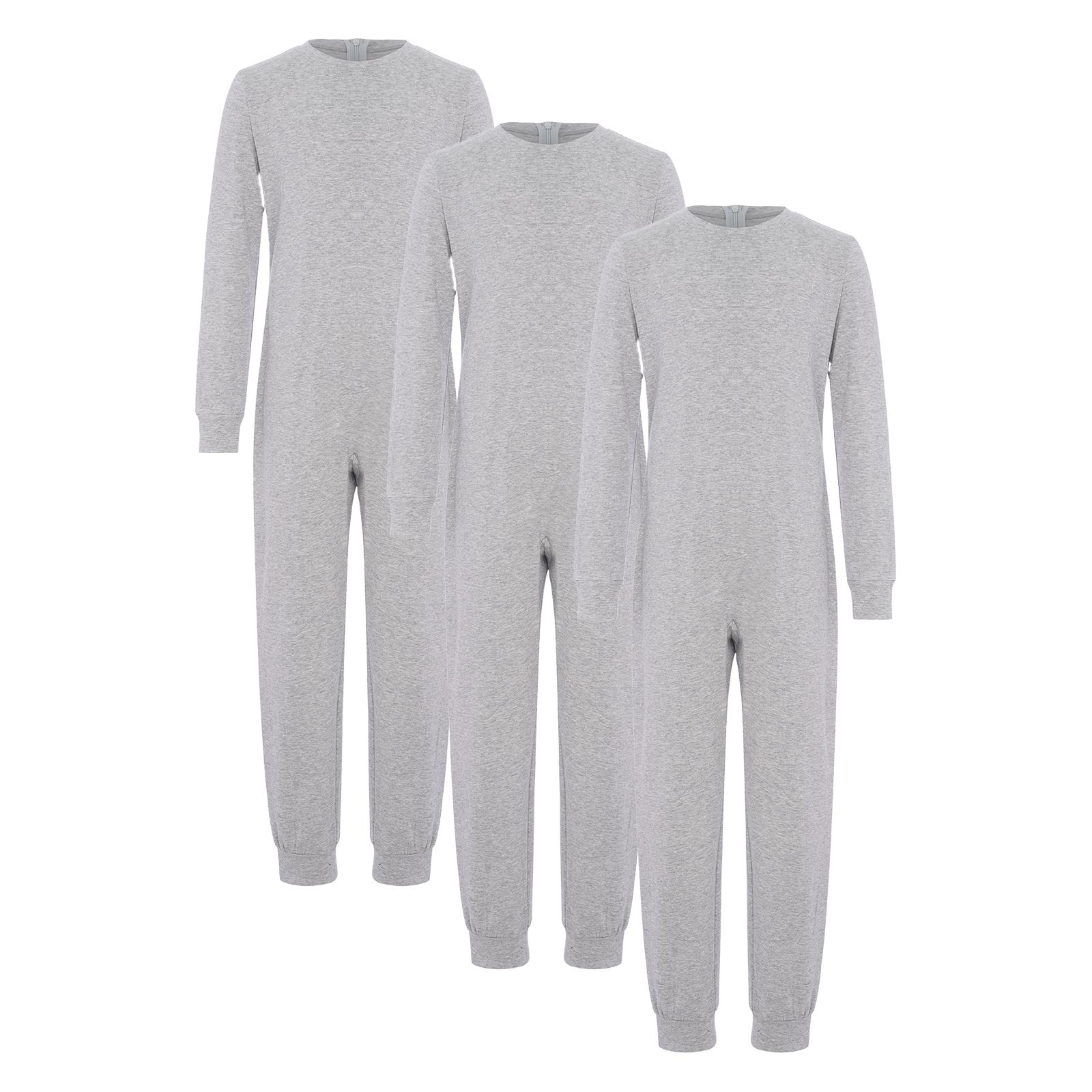 Unisex Kinder Jungen Mädchen Besondere Bedürfnisse Adaptive Kleidung 3-teiliges Set Langarm Hinten Unsichtbarer Reißverschluss Baumwolle Overall 5-6 Years grau