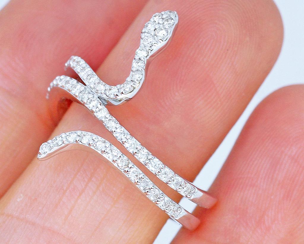 Sparkling Diamond Micro-Inlaid Zircon Women'S Snake Ring, Personalized Creative Ring Jewelry