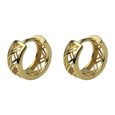 925 Sterling Silver Hollow Grid Small Hoop Earrings for Women Minimalist Wedding Party Jewelry New