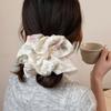 Hair Tie Embroidery Flower Pattern Mesh Yarn Large Hair Scrunchy Soft Elastic Ponytail Holder Non-Slip Hair Accessory