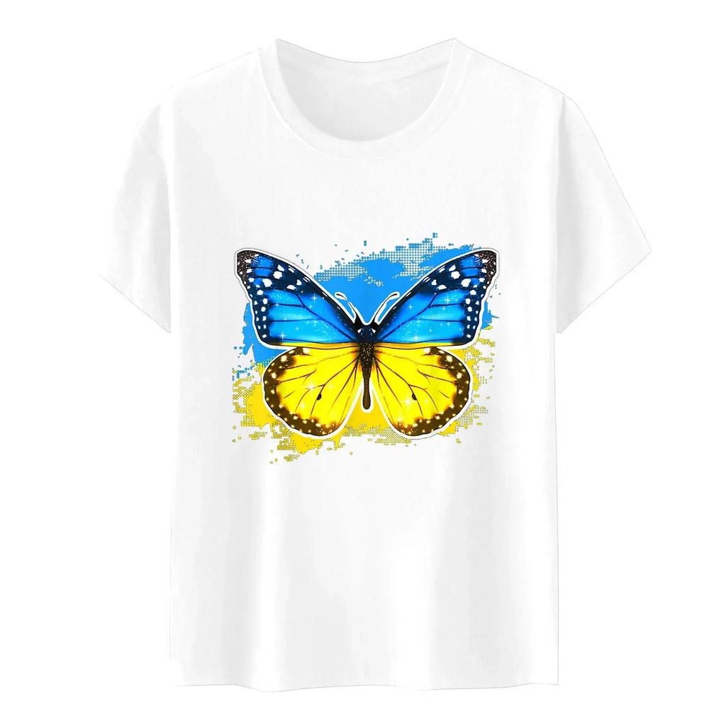 Ukraine Flag Printed Fashion Womens Tshirts Short Sleeve Funny Tops Tees Graphic Unisex T Shirts Women Men Clothing