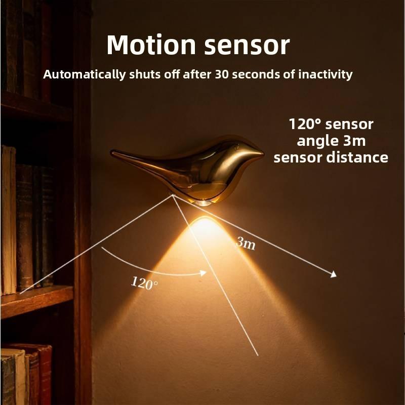 Small Bird Wall Light With Rechargeable Led Sensor For Kids Bedroom Decor