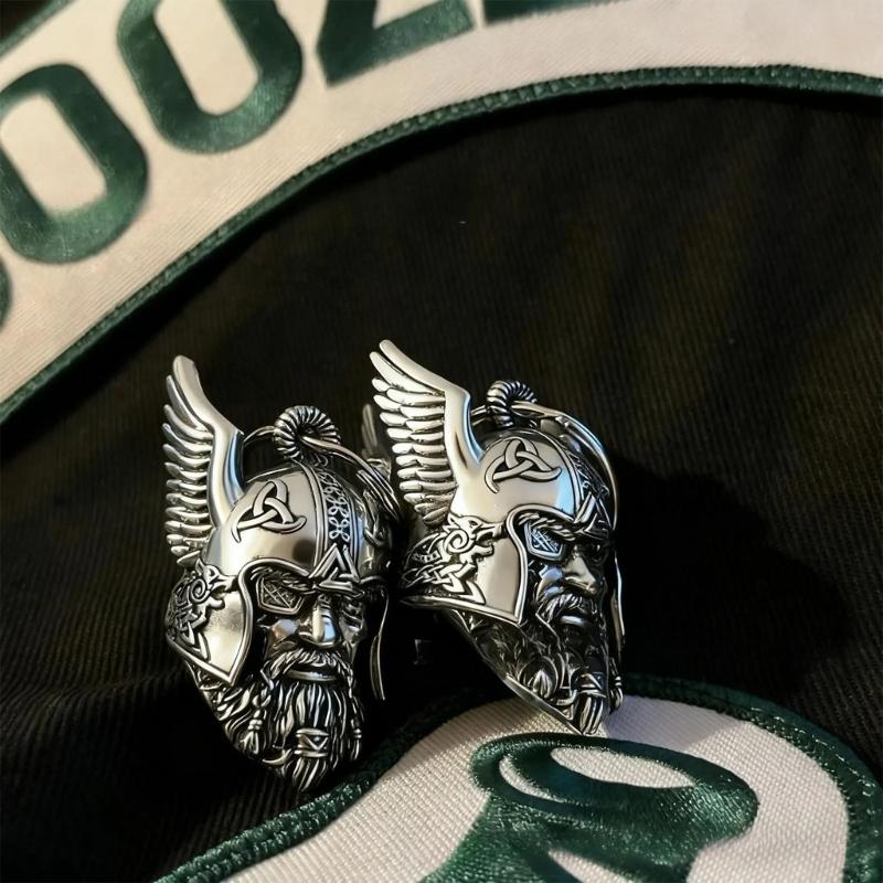 Metal Helmet Keychain Odin’ Amulet Keyring with Unique Design for Everyday Carry and Nordic Collectors