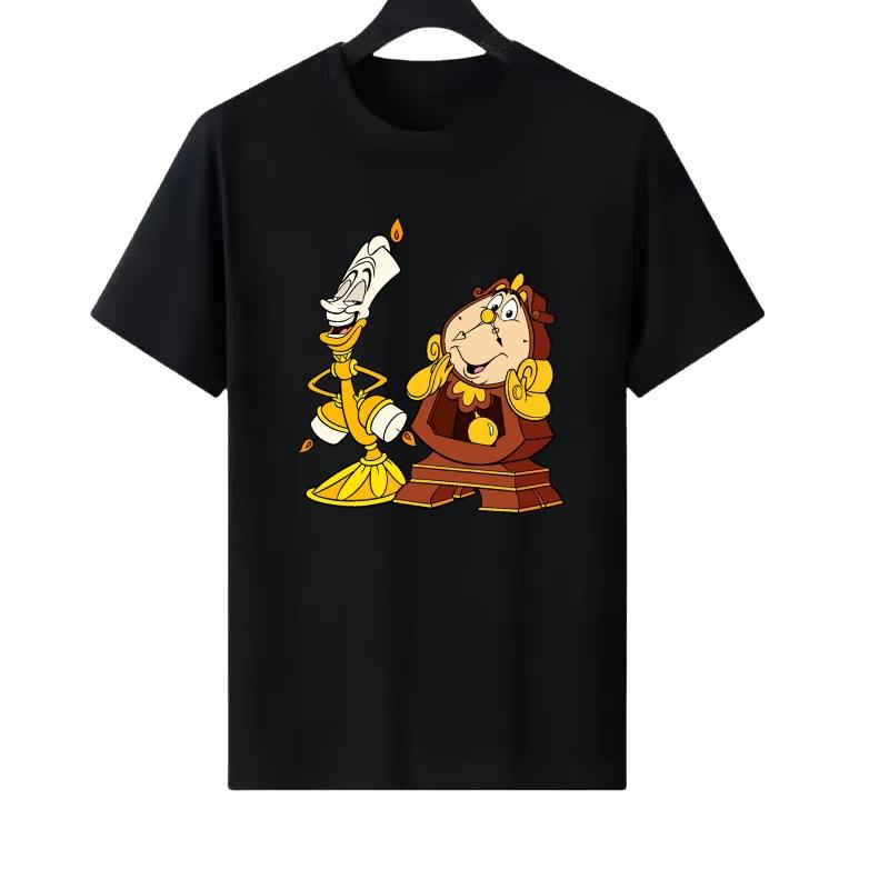 

Disney Beauty And The Beast Pattern Woman Fashion Parent-child Clothing Cartoon Children s Short Sleeves T-Shirt Blouses 120