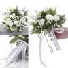 Bridal Bridesmaid Wedding Bouquet White Silk Flowers Roses Wedding Accessories Mariage Bouquet Artificial Flower