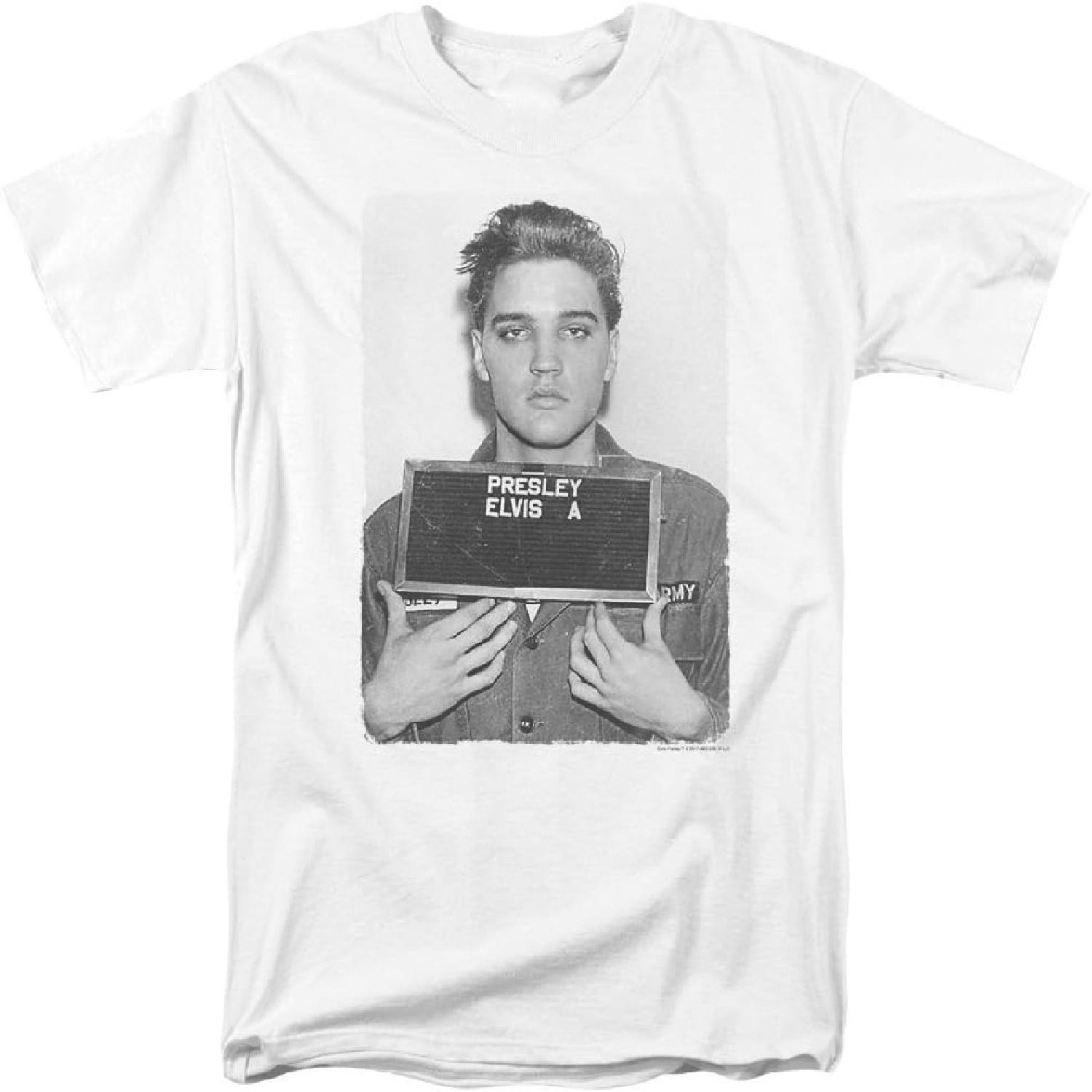 Elvis Presley Army Mug Shot Unisex Adult T Shirt for Men and Women S