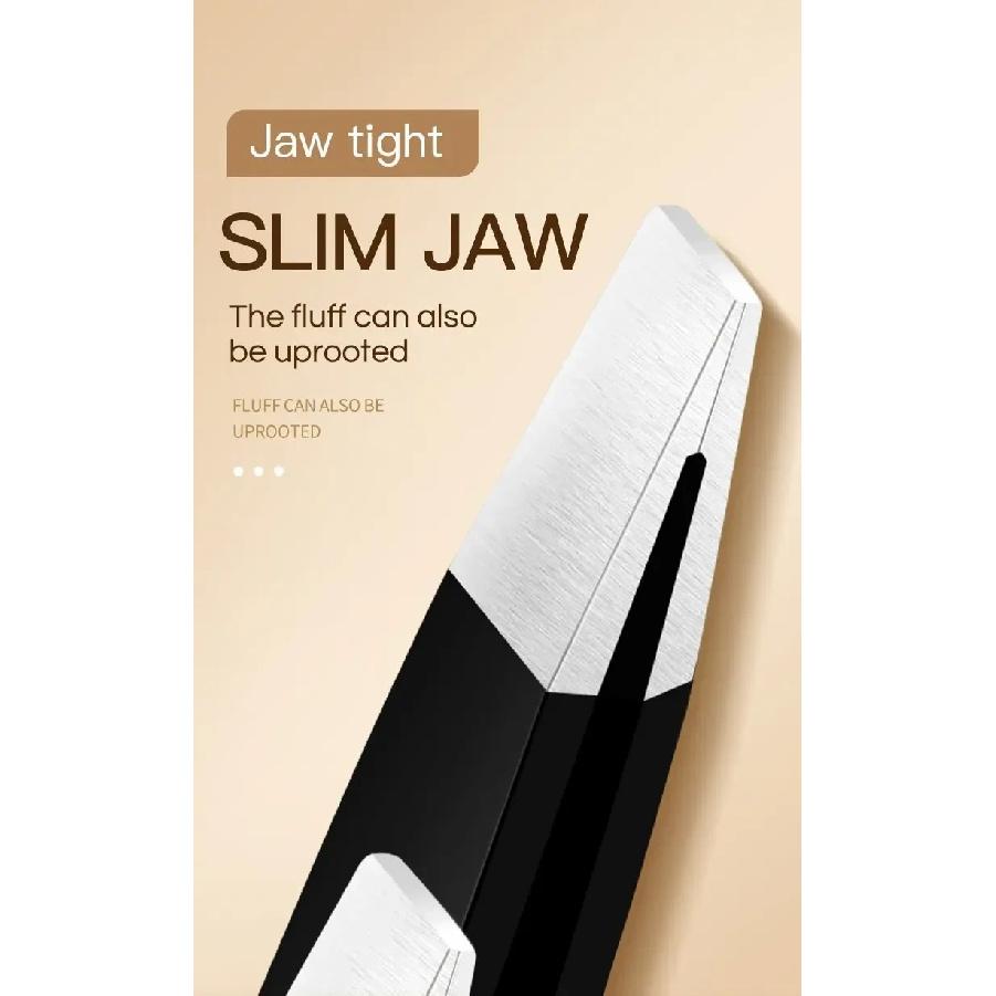 CNK  Wholesale  Stainless Steel Black Eyebrow Tweezer with Slant and Flat Point Beauty Tools for Eyebrows & Ingrown Hair Removal
