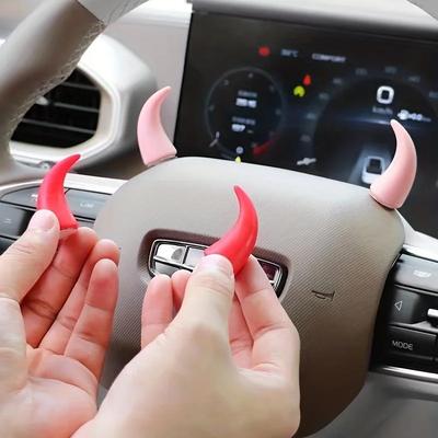 2 Stück Auto Mini Lenkrad Teufelsecke Dekorativer Aufkleber Niedlich Kreativ Armaturenbrett Fahrzeug Lüftungsschlitz Ornament